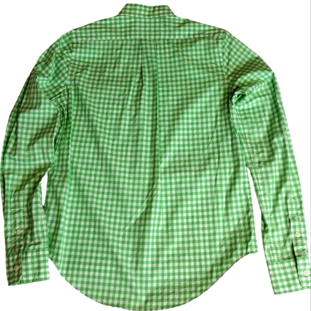 Polo Ralph Lauren green white plaid rounded hem cotton women's small Blouse - Picture 6 of 10